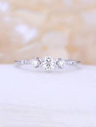 Vintage Moissanite Engagement Ring White Gold Diamond Cluster Ring Dainty Unique Wedding Bridal Delicate Anniversary Promise Gift For Vintage Engagement Rings Moissanite Engagement Ring White Gold White Gold Diamond Engagement Ring
