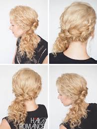 Side Braid Curly Ponytail Hairstyle Bun Romance