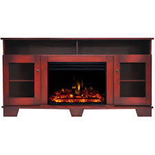 The traditional design features an arched base, tiered molding and simple lines. Cambridge Savona 59 In Electric Fireplace Heater Tv Stand In Cherry With Enhanced Log Display And Remote Cam6022 1chrlg3 The Home Depot