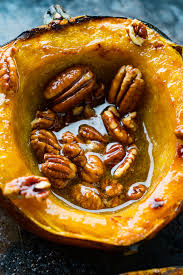 Maple Pecan Roasted Acorn Squash Recipe Acorn Squash Recipes Recipes Roasted Pecans