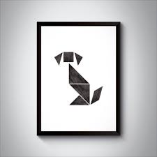 Puppy Tangram Poster Animal Posters Dog Poster Digital Posters Wall Decor Printable Posters Patchwork
