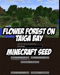 Minecraft Seed Spawn In A Taiga Bay With A Dense Flower Forest Seed Dentalmega Minecraft Seed Minecraft Seeds