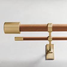 Maybe you would like to learn more about one of these? Mid Century Wooden Double Curtain Rod Wood Brass