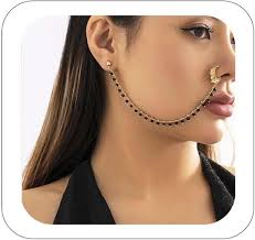 Amazon.com: WZNBBOY Punk Crystal Butterfly Star Nose Ring with Chain Nose  to Ear Chain Indian Fake Septum Rings Non Piercing Nose Rings Hoop Chain  Nose Accessories for Women : Clothing, Shoes &