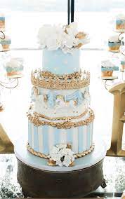Pale Blue And Gold Carousel Cake By Lady K S Bake Shop Baby Boy Christening Cake Carousel Cake Birthday Cake Kids