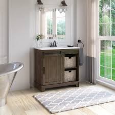 A bathroom with metal towel racks, shower fixtures and hardware might benefit more from an all dark vanity that features its own metallic fixtures and. Amazon Com Twin Star Home Style Freestanding Set 30 Single Bathroom Vanity With Sliding Barn Door And White Sink Saw Cut Espresso Home Kitchen