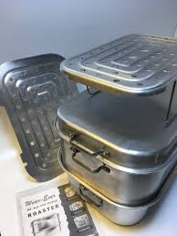 Vtg Wear Ever Huge Heavy Duty Roaster Turkey Lifter 5pc Roasting Pan Canner Steamer 825 Roaster Canner Big Family Dinner