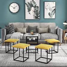 Barton coffee table set chic functional set with solid wood frames. Creative Removable Coffee Table With 4 Cube Chairs Stools Storage Square Sofa Side Table Set Small Apartment Living Room Home Coffee Tables Aliexpress