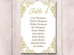 Gold Wedding Seating Card Template Table Chart Wedding