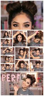 This style gathers hair into a loose twisted bun before securing. Cute Double Bun Hair Tutorial Hair Bun Tutorial Hair Styles Hair Tutorial