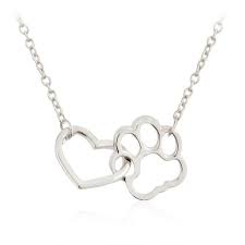 Women Cute Animal Dog Cat Love Heart Pendant Necklace Silver Paw Print Necklace Paw Necklaces Paw Pendants