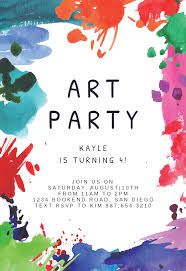 Art Party Birthday Invitation Template Free Greetings Island Art Birthday Party Invitations Paint Party Invitations Party Invite Template