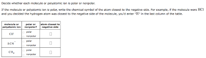 There are, however, c2h2 and ch4, both of which are nonpolar. Solved Decide Whether Each Molecule Or Polyatomic Ion Is Chegg Com