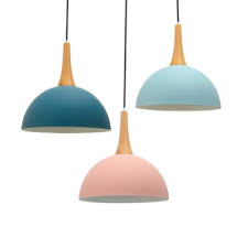 Kitchen Foyer Dome Hanging Light Metal Wood 1 Head Contemporary Macaron Pendant Lamp In Dark Blue Light Blue Pink Beautifulhalo Com