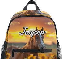 CHIFIGNO Mochila personalizada para niños, lindas mochilas de jardín de  infantes para niños y niñas, nombre personalizado, Caballo en campo de ...