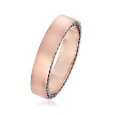 Henri Daussi Men S 5mm 14kt Rose Gold Wedding Ring With 80 Ct T W Black Diamonds Ross Simons Wedding Rings Rose Gold Rings Precious Gemstones Jewelry