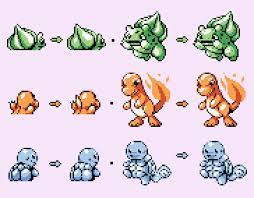 I made sprite art for u/gee0765's searseed and infernoak! Pokemon Red And Blue Starters Updated With More Modern Technique Tighter Clusters Less Banding Game Sprites Left My Sprites Right Pixelart