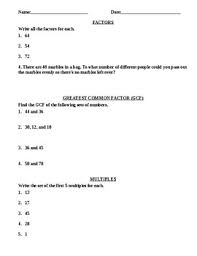 The questions are given along with answers and explanations. Factors And Multiples Worksheet Gcf And Lcm Activities Lcm And Gcf Worksheet