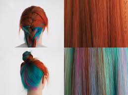 Self Dyed Underlights In Red Hair Underlights Hair Hidden Hair Color Blue Hair