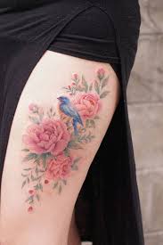 Bird And Flower Tattoos For Women Flower Tattoos For Girls And Women Wildflower Tattoo On Thigh Rose Tattoo On Thigh Bird Tattoo On Th Floral Thigh Tattoos Thigh Tattoos Women Flower Tattoos