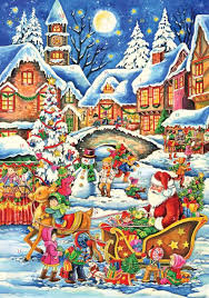 Santa Roll Into The Snow Village On His Annual Journey Prepare For Christmas By Opening A Wi In 2020 Chocolate Advent Calendar Vermont Christmas Company Christmas Art