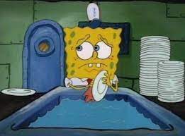 Spongebob Uncomfortably Washing Dishes Meme En 2020 Bob Esponja Bob Esponja