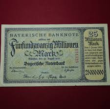 Banknoten Ros Bay14 Banknote Uber 25 Millionen Mark Reichsmark Vom 20 08 1923 In Leicht Gebrauchter Erhaltung Kleiner Einriss Unten Ma Shops