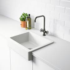 Havsen Apron Front Sink White Ikea In 2020 Apron Front Sink Sink Tiny Laundry Rooms