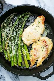 One Pan Skillet Garlic Parmesan Chicken Asparagus Creme De La Crumb Easy Skillet Meals Asparagus Recipes Baked Recipes