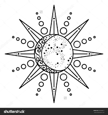 Sun And Moon Logo Astronomical Icon Astrological Symbol Black And White Art Isolated Tattoo Design A Astronomical Tattoo Astrological Symbols Moon Drawing