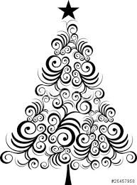Black And White Christmas Tree Drawing Royalty Free Stock Photos Vector Art Video Fotolia Christmas Tree Art Christmas Drawing Silhouette Christmas