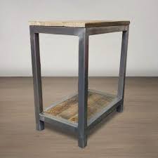 Tall Two Tier Wood And Metal End Table Side Table Night Stand Free Shipping Side And End Tables Wood And Metal Table Metal End Tables Farmhouse End Tables