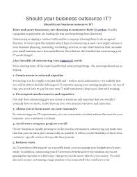 Should Your Business Outsource It Business Small Company Outsourcing