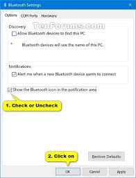 A plain icon signifies that bluetooth is turned on. Turn On Or Off Bluetooth Notification Area Icon In Windows 10 Tutorials