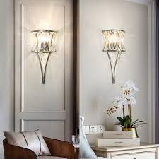 Curved Wall Sconce With Clear Crystal Bedroom Single Light Modern Wall Light Fixture In Chrome Takeluckhome Com