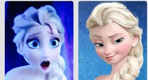 Elsa's reaction to herself without makeup.