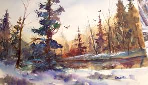 Along Mcmichaels Edgar Whitney Winter Watercolor Watercolor Images Painting