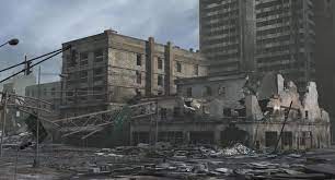 3d Model Of Ruined City Destroyed Buildings Ruined City City Scene Ruins
