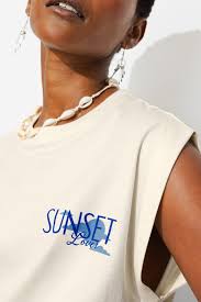 T-shirt sunset lover Femme - Imprimé écru