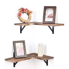 Rustic corner shelf, floating shelf, wood wall art, hanging wall decor, rustic wall shelf, wooden pallet shelf, shelf with hooks. Olakee Corner Wall Shelves Rustic Wood Corner Floating Shelves For Bedroom Living Room Bathroom Kitchen Set Of 2 Carbonized Black Buy Online At Best Price In Uae Amazon Ae