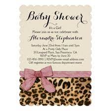 Fancy Leopard Pink Bow Girl Baby Shower Invitation Zazzle Com Baby Shower Invites For Girl Leopard Baby Showers Safari Baby Shower