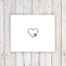 Heart With Plane Temporary Tattoo Small Temporary Tattoo Etsy Airplane Tattoos Plane Tattoo Travel Tattoo Small