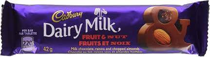 Cadbury Dairy Milk Fruit And Nut Chocolate Bar 42 Grams Pack Of 24 Cadbury Dairy Milk Cadbury Dairy Chocolate Fruit