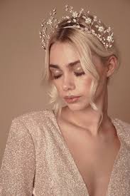 Gold Bridal Tiara for a Modern Botanical Wedding With a Boho Luxe Edge