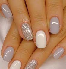 Each nail has a vibrant stripe of color with a beautiful shimmer over the top. Gorgeous Nail Color Ideas For Women Over 40 19 Gelnailscolors Grey Nail Polish Nail Colors Cute Nails