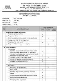 Format raport paud tk kurikulum 13 semester genap secercah ilmu. C 20 Contoh Raport Paud Otomatis Tk 4 5 Thn