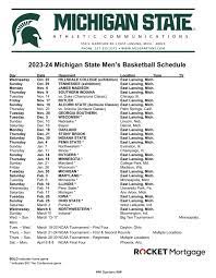 Michigan State Basketball Schedule Printable