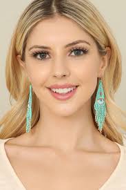 EVIL EYE SEED BEAD FRINGE HOOK EARRINGS