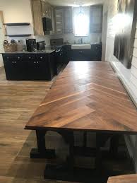 10ft Walnut Herringbone Farmhouse Table Dining Room Table Rustic Dining Dining Table