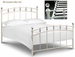 Free day of choice delivery; Sophie Metal Bed Frame In Cream With Crystal Finials Double 135cm 4ft 6 Ebay